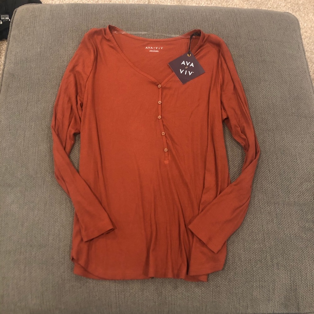 Ava & Viv ribbed Henley top size 0x